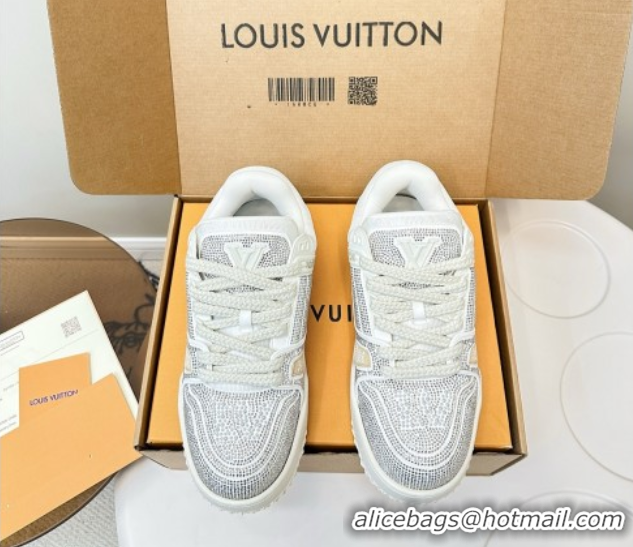Best Grade Louis Vuitton LV Trainer Maxi Sneakers 6cm in Allover Strass White 0829034