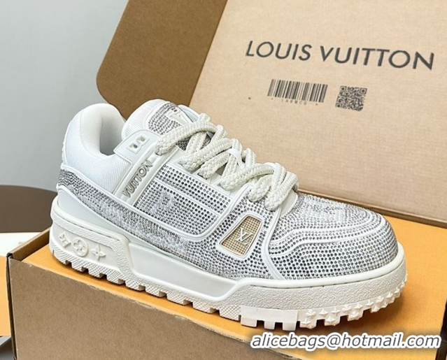 Best Grade Louis Vuitton LV Trainer Maxi Sneakers 6cm in Allover Strass White 0829034