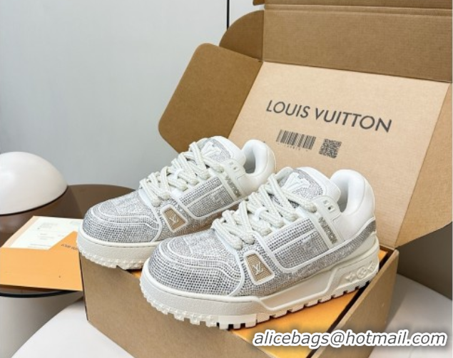 Best Grade Louis Vuitton LV Trainer Maxi Sneakers 6cm in Allover Strass White 0829034