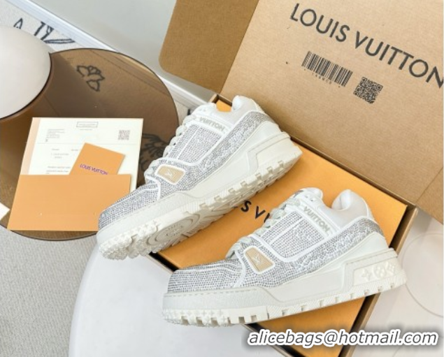 Best Grade Louis Vuitton LV Trainer Maxi Sneakers 6cm in Allover Strass White 0829034