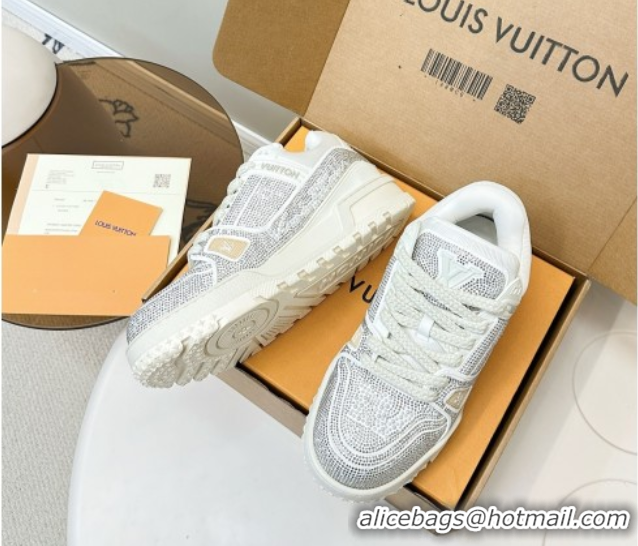 Best Grade Louis Vuitton LV Trainer Maxi Sneakers 6cm in Allover Strass White 0829034