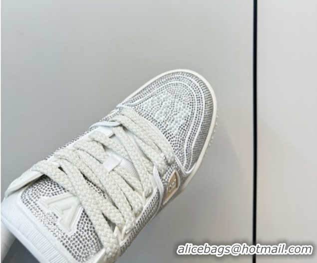 Best Grade Louis Vuitton LV Trainer Maxi Sneakers 6cm in Allover Strass White 0829034