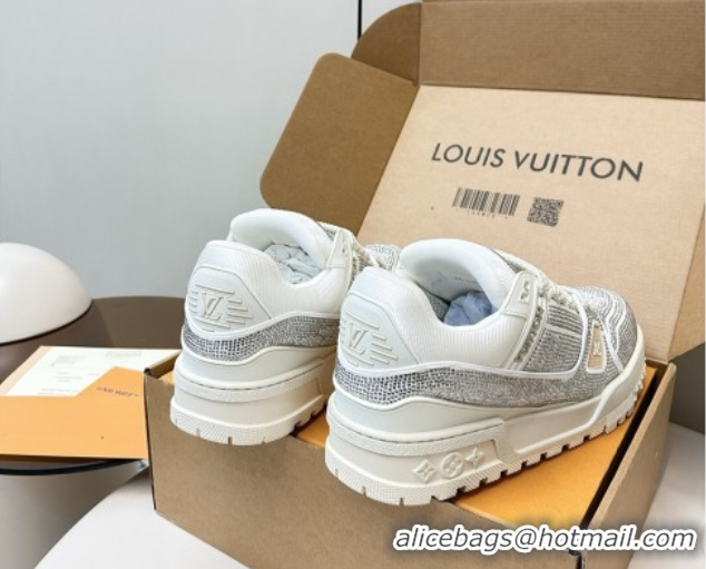 Best Grade Louis Vuitton LV Trainer Maxi Sneakers 6cm in Allover Strass White 0829034