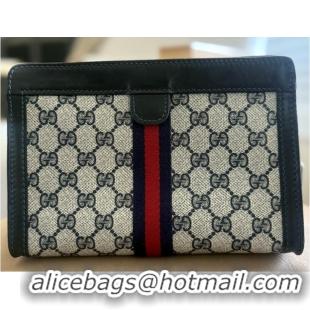 Top Quality Gucci GG Canvas Web Cosmetic Clutch Bag 04014 Navy Blue