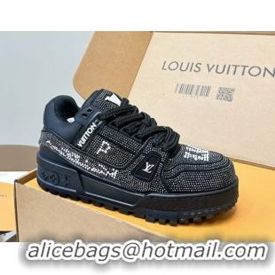 Unique Style Louis Vuitton LV Trainer Maxi Sneakers 6cm in Allover Strass Black 0829035