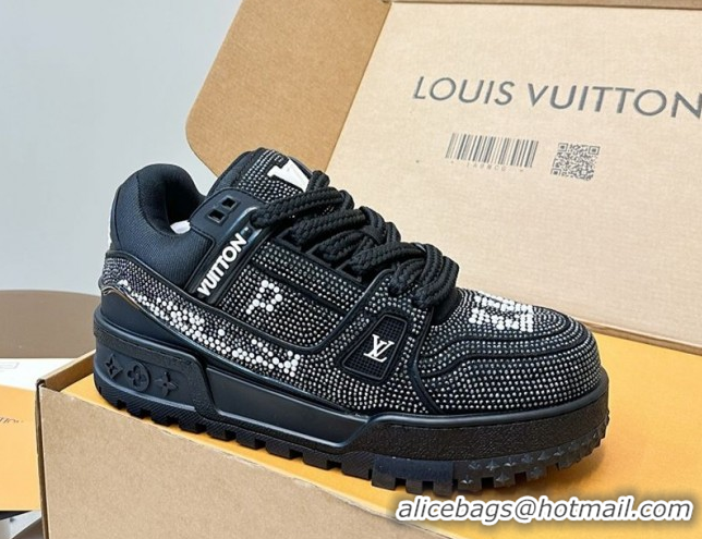 Unique Style Louis Vuitton LV Trainer Maxi Sneakers 6cm in Allover Strass Black 0829035