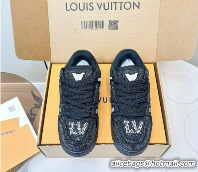 Unique Style Louis Vuitton LV Trainer Maxi Sneakers 6cm in Allover Strass Black 0829035