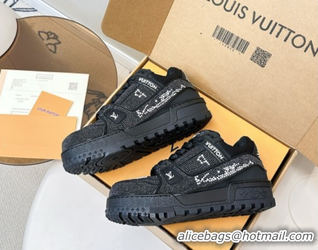 Unique Style Louis Vuitton LV Trainer Maxi Sneakers 6cm in Allover Strass Black 0829035