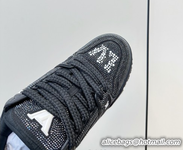 Unique Style Louis Vuitton LV Trainer Maxi Sneakers 6cm in Allover Strass Black 0829035