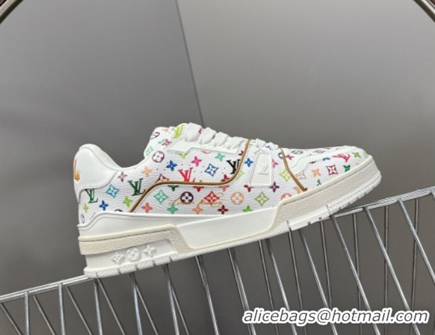 Good Looking Louis Vuitton LV x TM LV Trainer Sneakers in Multicolored Leather 1AHEKS White 0829036