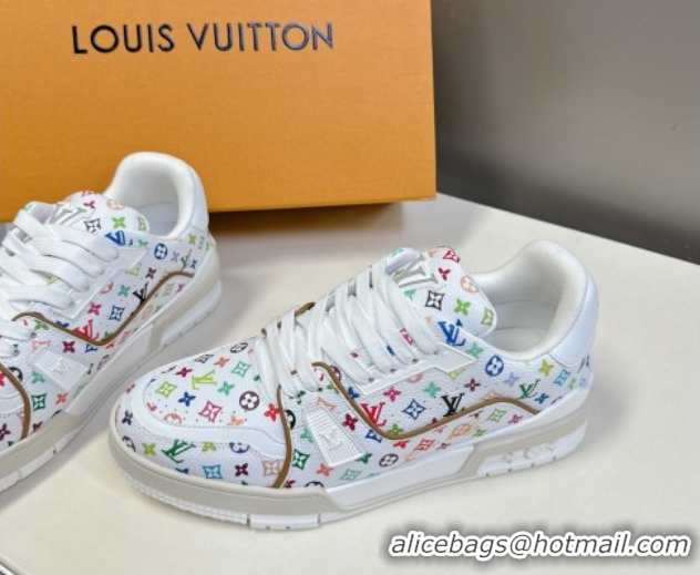 Good Looking Louis Vuitton LV x TM LV Trainer Sneakers in Multicolored Leather 1AHEKS White 0829036
