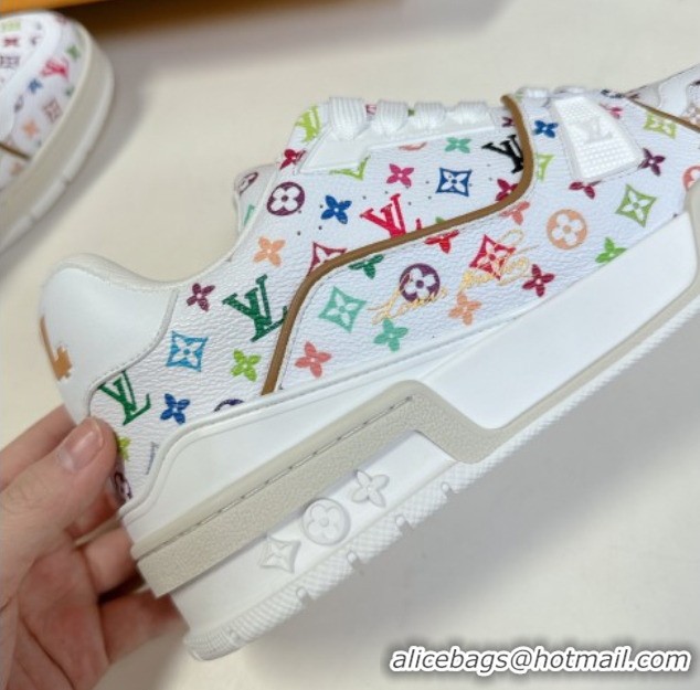 Good Looking Louis Vuitton LV x TM LV Trainer Sneakers in Multicolored Leather 1AHEKS White 0829036