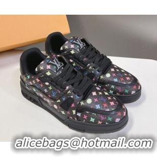 Luxurious Louis Vuitton LV x TM LV Trainer Sneakers in Multicolored Leather 1AHEKS Black 0829037