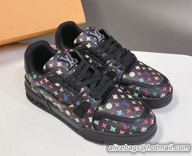 Luxurious Louis Vuitton LV x TM LV Trainer Sneakers in Multicolored Leather 1AHEKS Black 0829037