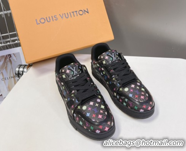 Luxurious Louis Vuitton LV x TM LV Trainer Sneakers in Multicolored Leather 1AHEKS Black 0829037