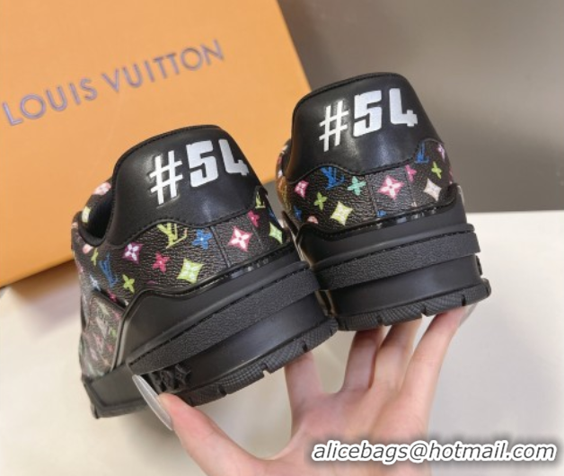 Luxurious Louis Vuitton LV x TM LV Trainer Sneakers in Multicolored Leather 1AHEKS Black 0829037