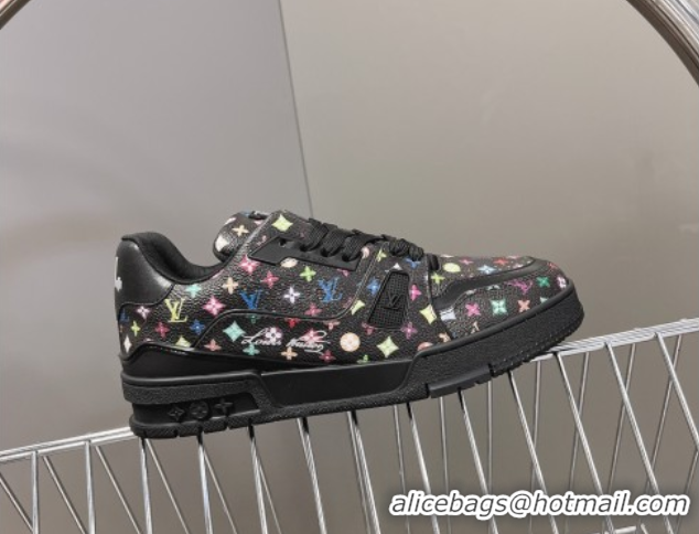 Luxurious Louis Vuitton LV x TM LV Trainer Sneakers in Multicolored Leather 1AHEKS Black 0829037