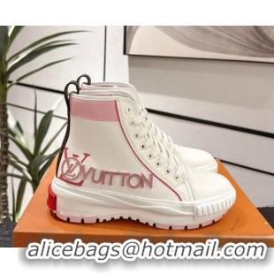 Low Price Louis Vuitton Canvas and Leather High Top Sneakers White/Pink 2025 LV082902 0829040