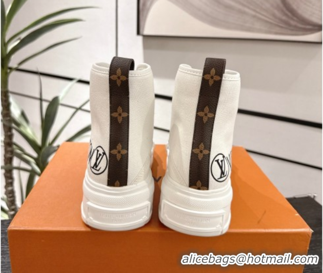 Most Popular Louis Vuitton Canvas and Leather High Top Sneakers White2 LV082902 0829041
