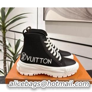 Discount Louis Vuitton Canvas and Leather High Top Sneakers Black2 2025 LV082902 0829042