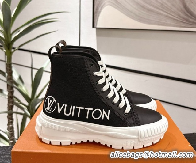 Discount Louis Vuitton Canvas and Leather High Top Sneakers Black2 2025 LV082902 0829042