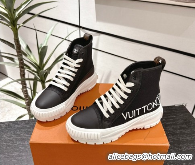 Discount Louis Vuitton Canvas and Leather High Top Sneakers Black2 2025 LV082902 0829042