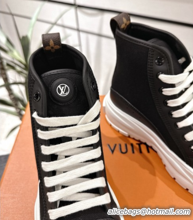 Discount Louis Vuitton Canvas and Leather High Top Sneakers Black2 2025 LV082902 0829042