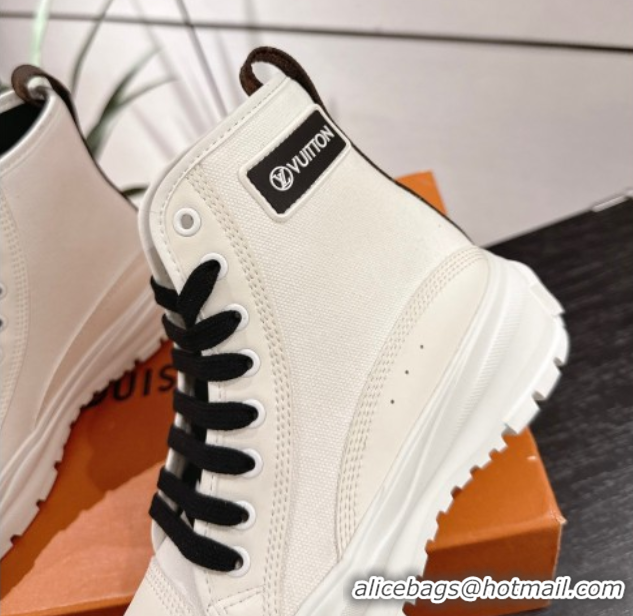 Low Cost Louis Vuitton Canvas and Leather High Top Sneakers White/Black 2025 LV082903 0829046