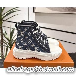 Low Price Louis Vuitton Monogram Jacquemus High Top Sneakers Dark Blue 2025 LV082903 0829047