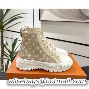 Buy Luxury Louis Vuitton Monogram Jacquemus High Top Sneakers Beige 2025 LV082903 0829048