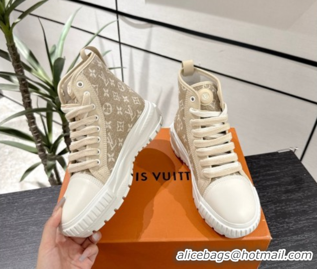 Buy Luxury Louis Vuitton Monogram Jacquemus High Top Sneakers Beige 2025 LV082903 0829048