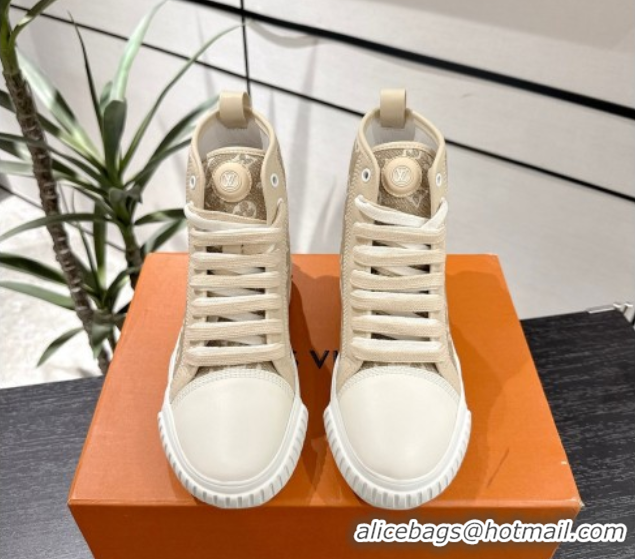 Buy Luxury Louis Vuitton Monogram Jacquemus High Top Sneakers Beige 2025 LV082903 0829048