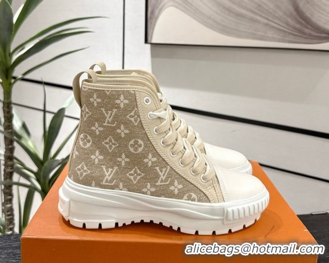 Buy Luxury Louis Vuitton Monogram Jacquemus High Top Sneakers Beige 2025 LV082903 0829048