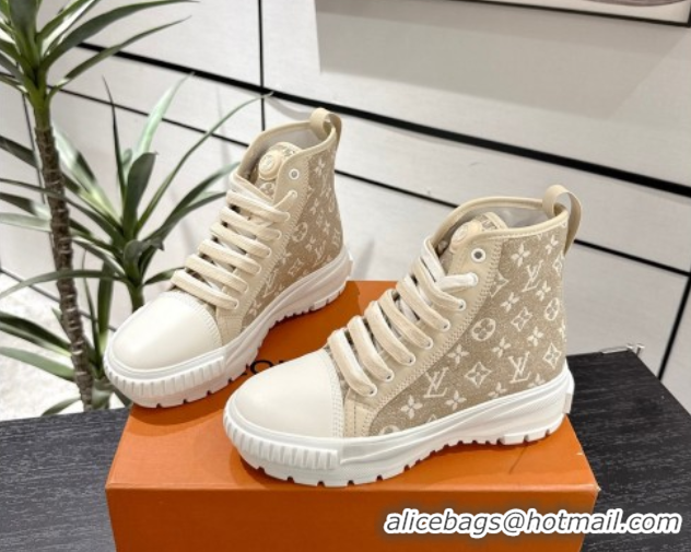 Buy Luxury Louis Vuitton Monogram Jacquemus High Top Sneakers Beige 2025 LV082903 0829048