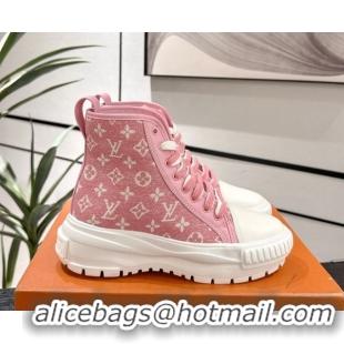 Luxury Louis Vuitton Monogram Jacquemus High Top Sneakers White/Pink 2025 LV082903 0829049
