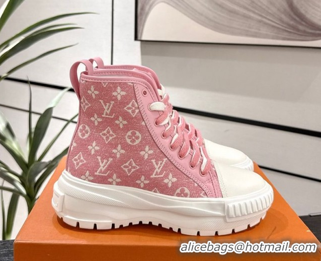 Luxury Louis Vuitton Monogram Jacquemus High Top Sneakers White/Pink 2025 LV082903 0829049