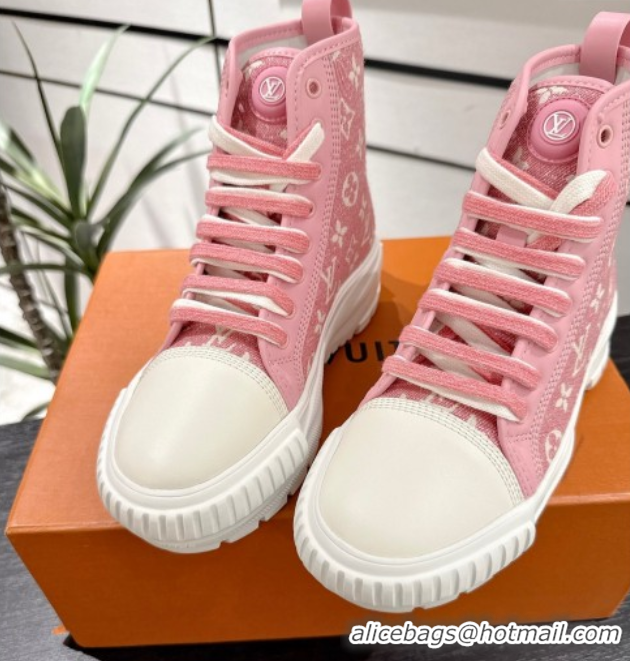 Luxury Louis Vuitton Monogram Jacquemus High Top Sneakers White/Pink 2025 LV082903 0829049