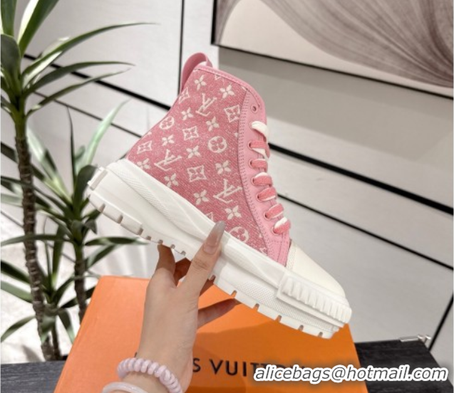Luxury Louis Vuitton Monogram Jacquemus High Top Sneakers White/Pink 2025 LV082903 0829049