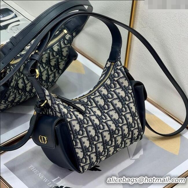 Famous Brand Dior D-Dream Mini Bag in Blue Oblique Jacquard and Black Smooth Calfskin D9086 2025
