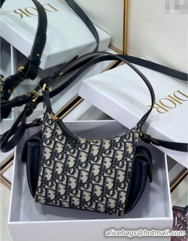 Famous Brand Dior D-Dream Mini Bag in Blue Oblique Jacquard and Black Smooth Calfskin D9086 2025