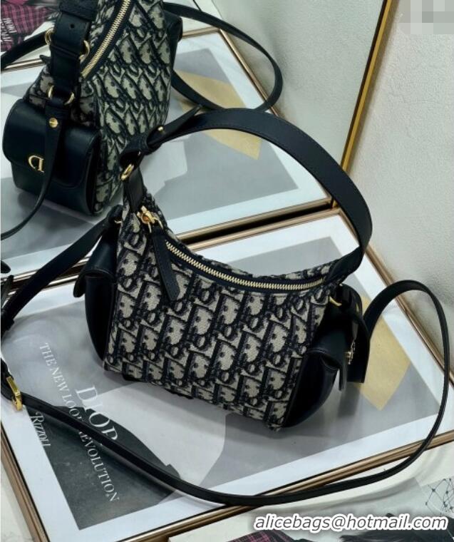 Famous Brand Dior D-Dream Mini Bag in Blue Oblique Jacquard and Black Smooth Calfskin D9086 2025