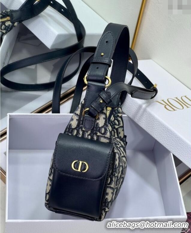 Famous Brand Dior D-Dream Mini Bag in Blue Oblique Jacquard and Black Smooth Calfskin D9086 2025
