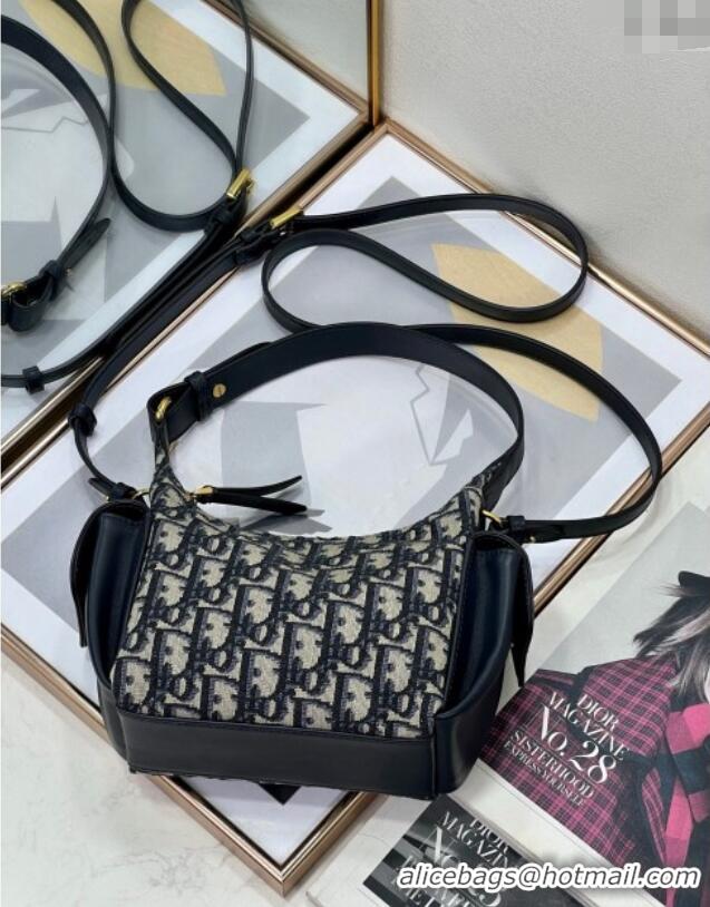 Famous Brand Dior D-Dream Mini Bag in Blue Oblique Jacquard and Black Smooth Calfskin D9086 2025