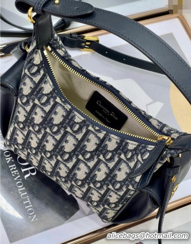Famous Brand Dior D-Dream Mini Bag in Blue Oblique Jacquard and Black Smooth Calfskin D9086 2025