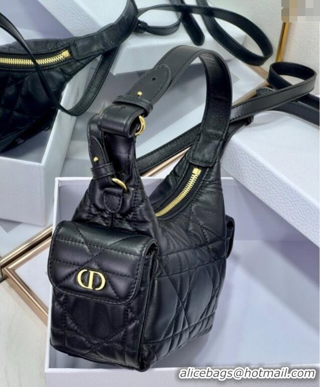 Discount Dior D-Dream Mini Bag in Macrocannage Lambskin D9086 Black 2025