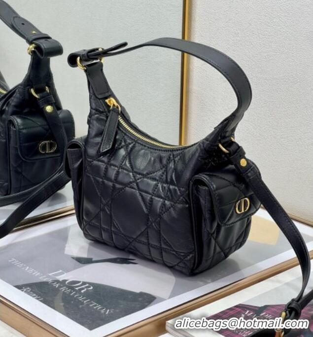 Discount Dior D-Dream Mini Bag in Macrocannage Lambskin D9086 Black 2025