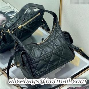 New Design Dior D-Dream Medium Bag in Macrocannage Lambskin D9087 Black 2025