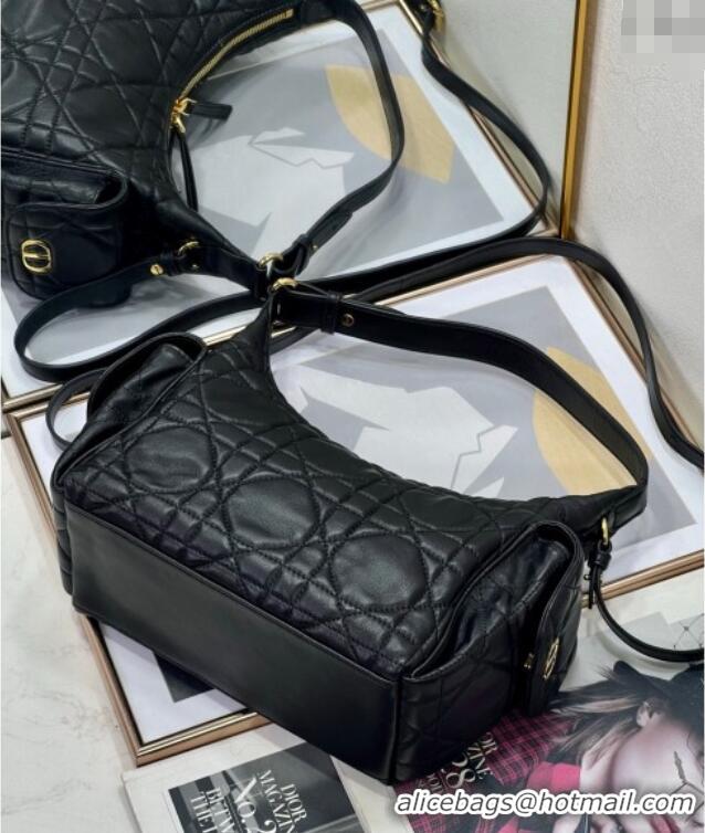 New Design Dior D-Dream Medium Bag in Macrocannage Lambskin D9087 Black 2025