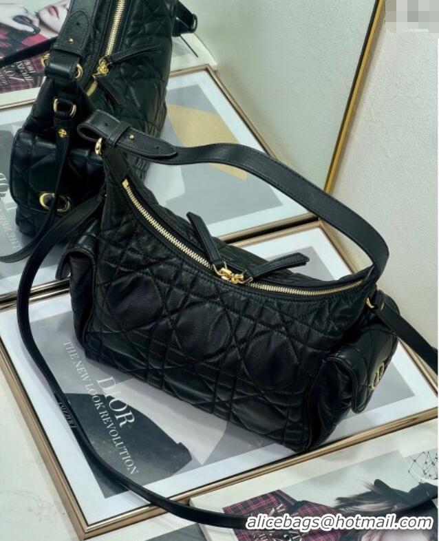 New Design Dior D-Dream Medium Bag in Macrocannage Lambskin D9087 Black 2025