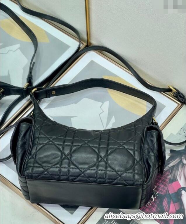 New Design Dior D-Dream Medium Bag in Macrocannage Lambskin D9087 Black 2025